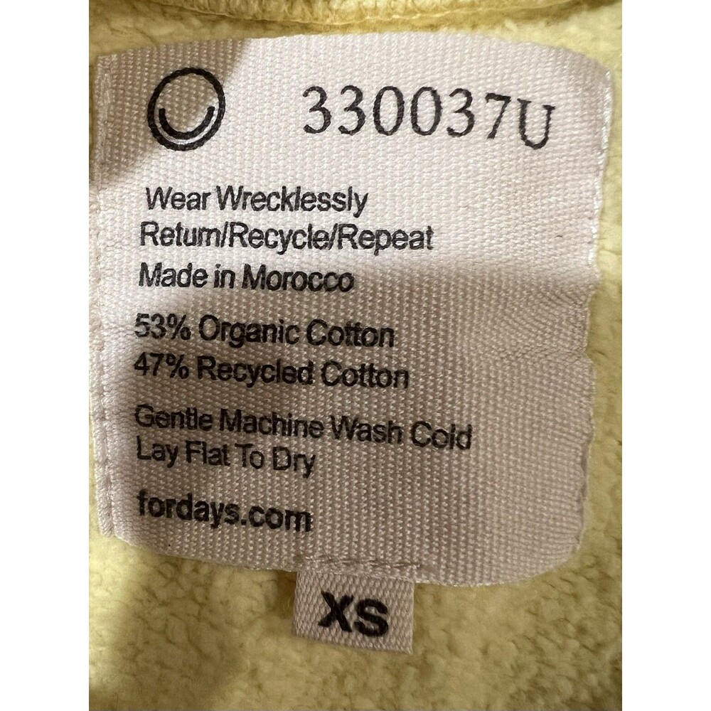 Nwt For Days Sweatshirt Yellow Raised Letter Logo Recycled Cotton Casual Xs — image 5 of 7